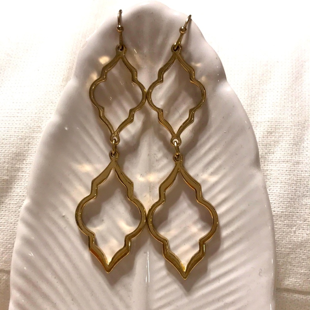 Moroccan style gold earrings. Beautiful! 2 inches in length